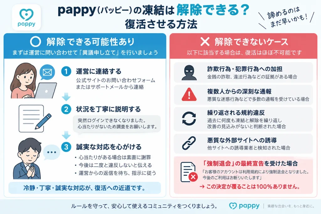 pappy(パッピー)の凍結は解除できる?復活させる方法