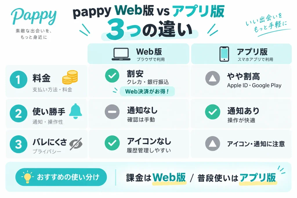 pappy(パッピー)Web版とアプリ版の3つの違いを比較