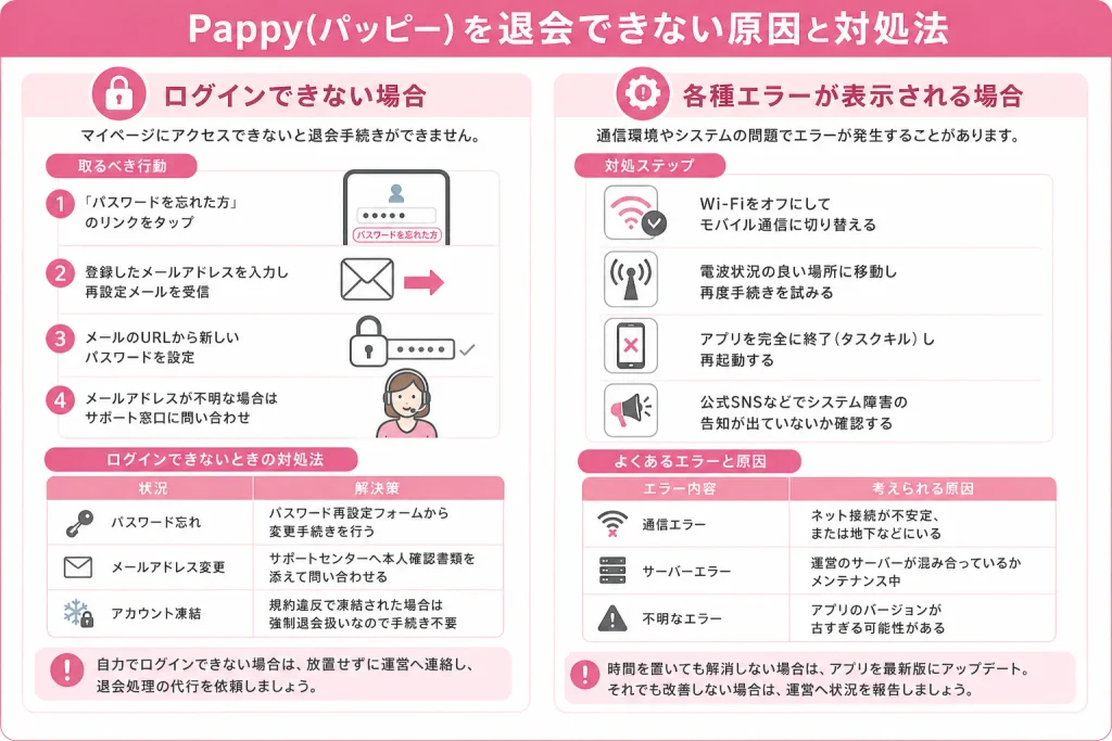 Pappy(パッピー)を退会できない原因と対処法
