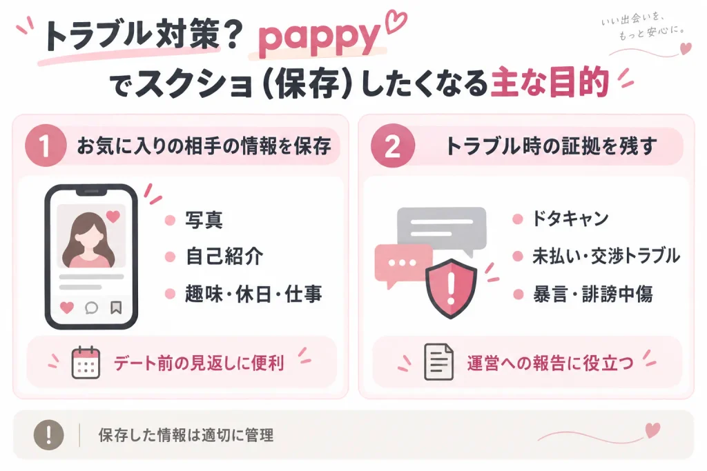 トラブル対策?pappyでスクショ(保存)したくなる主な目的