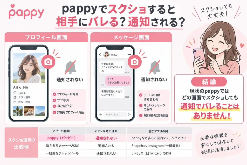 pappy(パッピー)でスクショすると相手にバレる?通知される?